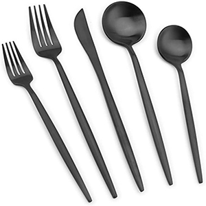 Silverware Set, Matte Black Flatware Cutlery Set Service for 4